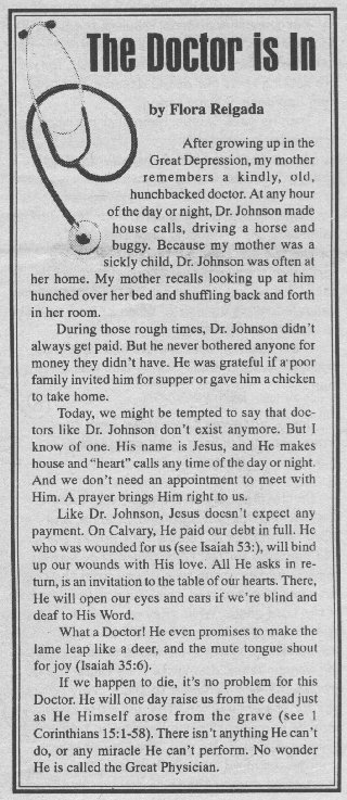 Flora's Article: The Doctor Is In